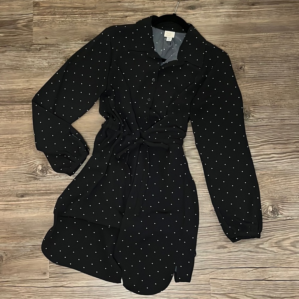 Long sleeve polka dot dress. Size medium.